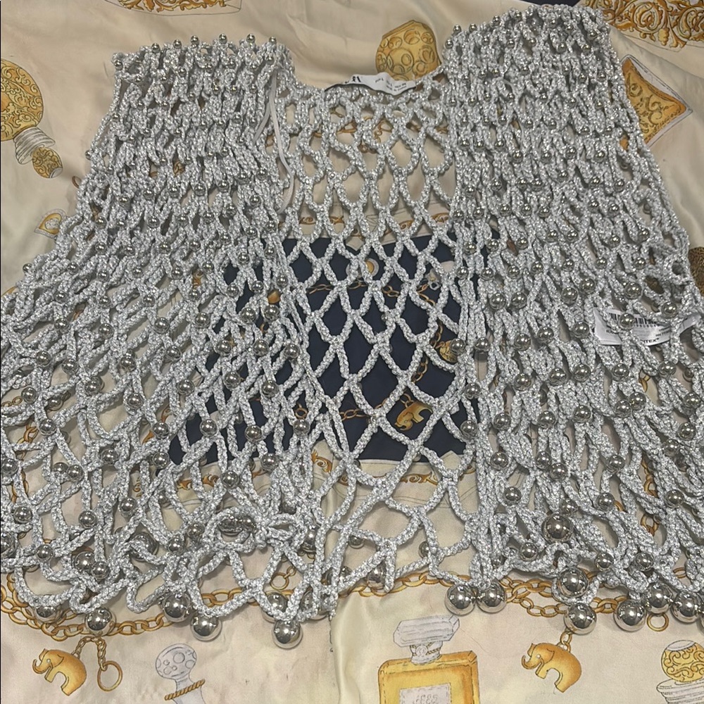 Zara Silver Shrug Poncho Sweater